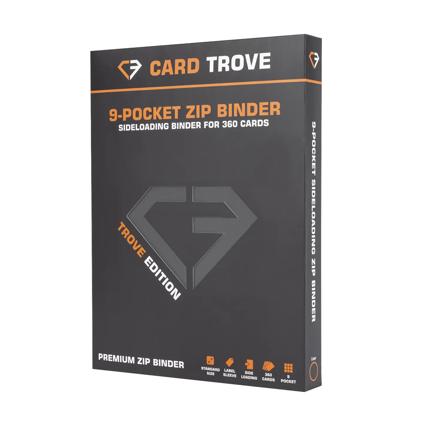 9-Pocket Card Binder - Trove Limited packaging showcasing a premium sideloading binder for 360 cards.