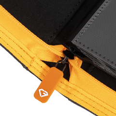 9-Pocket Card Binder - Trove Limited zipper detail with orange pull tab and quality stitching for secure card storage.