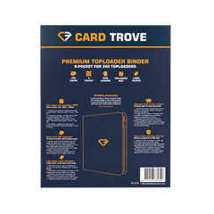 9-Pocket Toploader Card Binder Blue back view showcasing premium features and design for 252 toploaders.