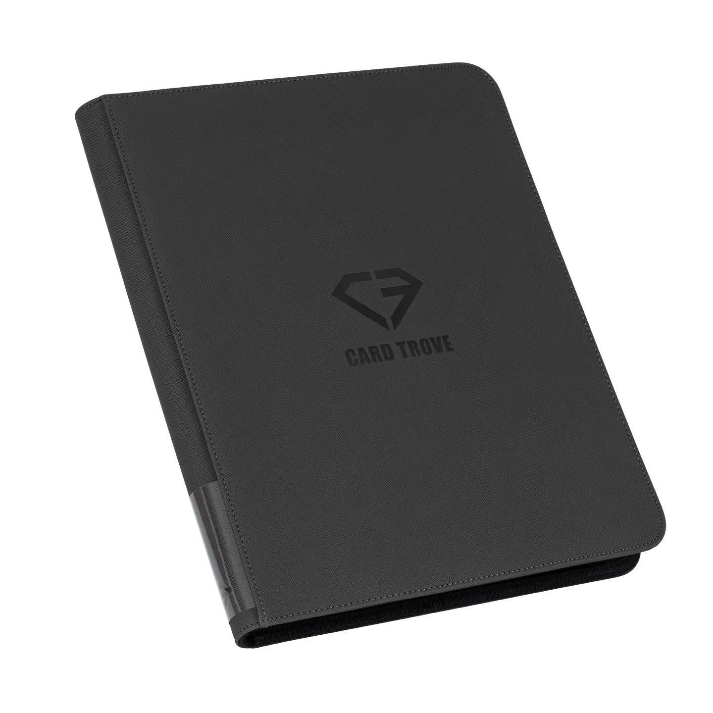 9 Pocket Toploader Card Binder grey with CARD TROVE logo, designed to hold 252 standard toploaded trading cards.