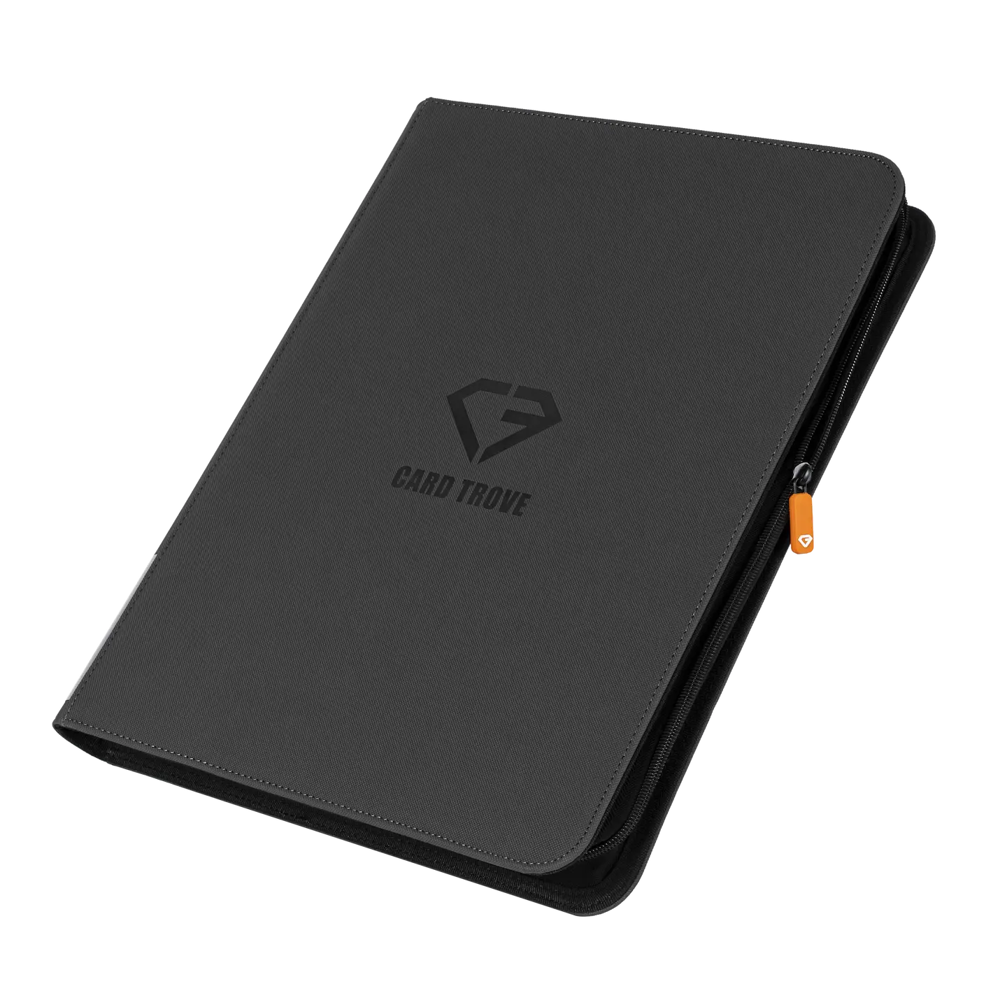 9 Pocket Toploader Card Binder in grey with logo, ideal for 252 standard toploaders, splash resistant and with smooth zipper.