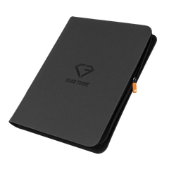 9 Pocket Toploader Card Binder in grey with logo, ideal for 252 standard toploaders, splash resistant and with smooth zipper.