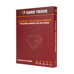9-Pocket Toploader Card Binder Red for storing 252 trading cards with a premium zip binder.