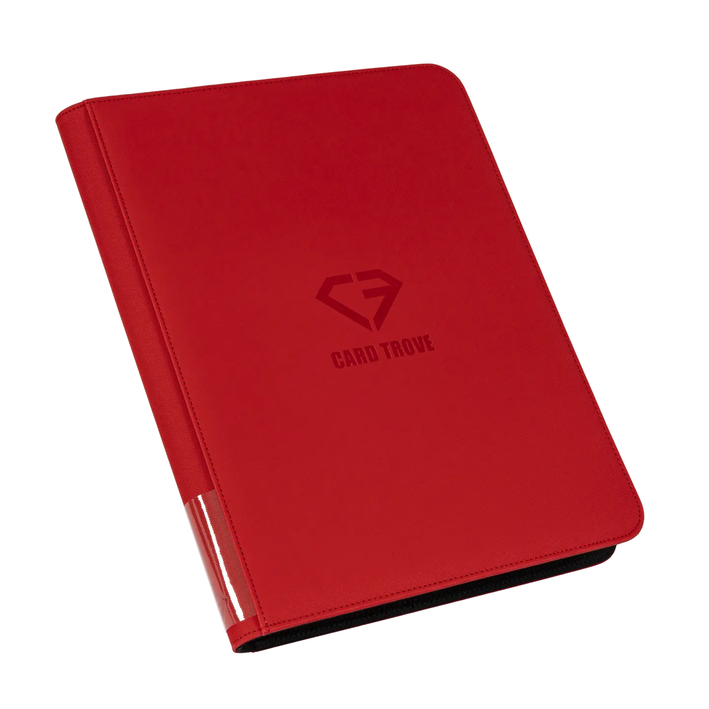9-Pocket Toploader Card Binder Red with smooth zipper and sturdy design for secure card storage.