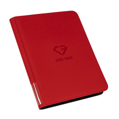 9-Pocket Toploader Card Binder Red with smooth zipper and sturdy design for secure card storage.