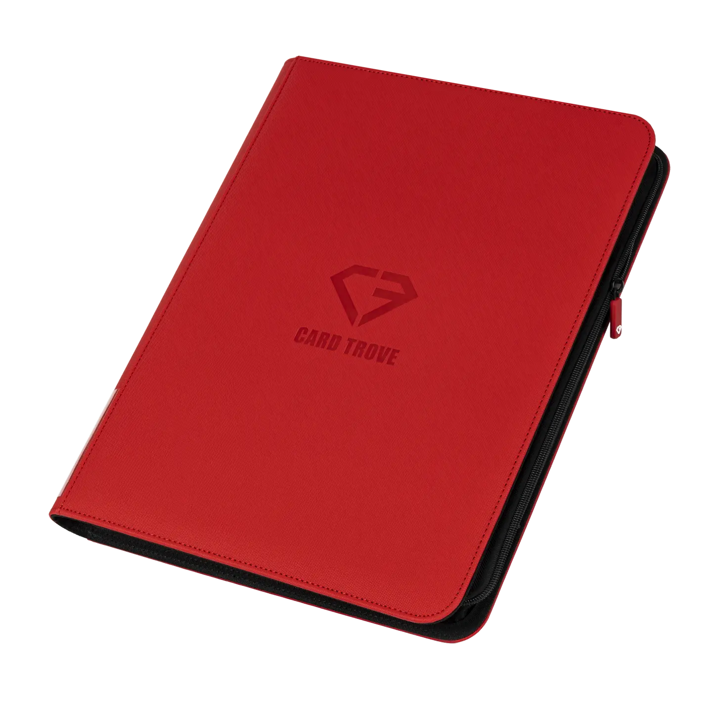 9-Pocket Toploader Card Binder Red, sturdy card storage for 252 standard toploaders, zip closure and splash resistant.