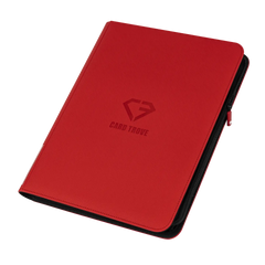 9-Pocket Toploader Card Binder Red, sturdy card storage for 252 standard toploaders, zip closure and splash resistant.