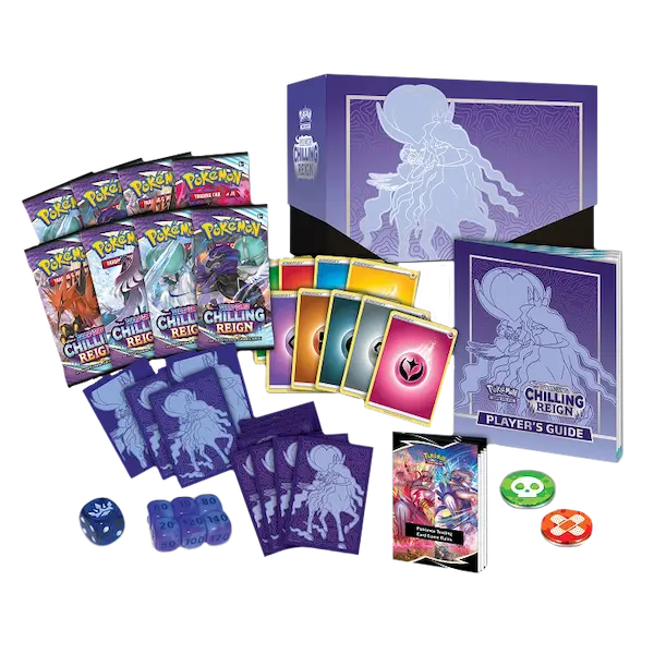 Contents of Pokemon Sword & Shield Chilling Reign Elite Trainer Box - Shadow