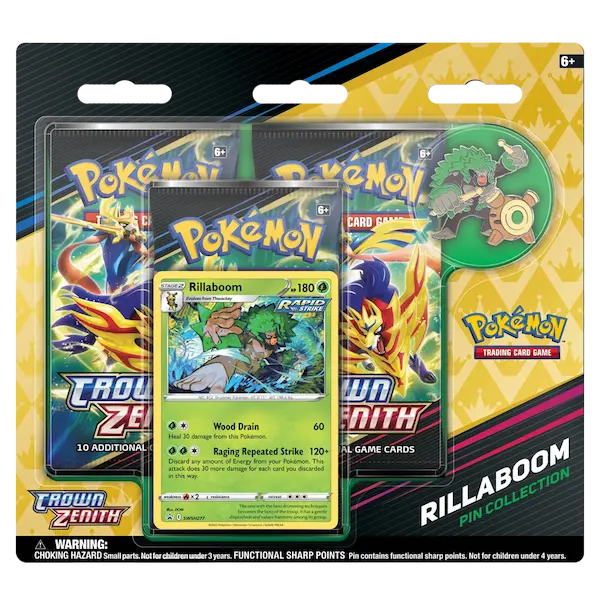 Pokemon Sword & Shield Crown Zenith 3-Pack Blister - Rillaboom