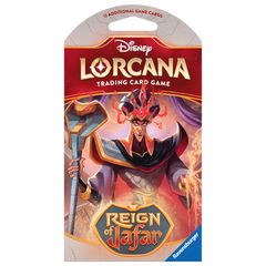 Disney Lorcana trading card game, Reign of Jafar expansion pack featuring Jafar's character design.