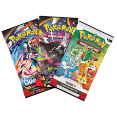 Pokémon TCG First Partner Illustration Collection Series 3 booster packs featuring iconic Pokémon.