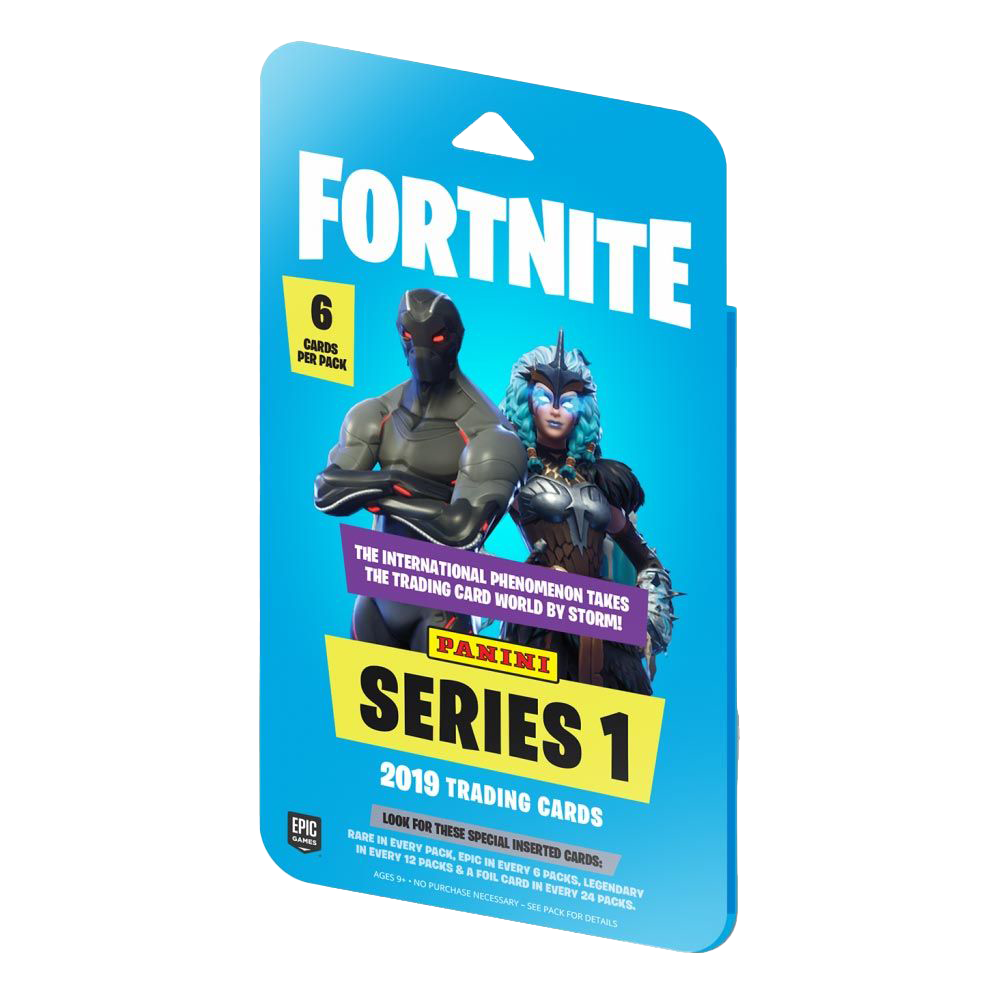 Fornite Sleeved Booster (Live-stream) featuring Series 1 trading cards with iconic characters.
