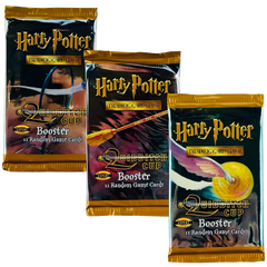 HP Quidditch Cup Booster Pack featuring three booster packs with Quidditch-themed cards from the Harry Potter TCG.