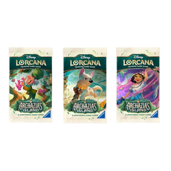 Archazia's Island Box (Live-stream) featuring Disney Lorcana trading card game packs.