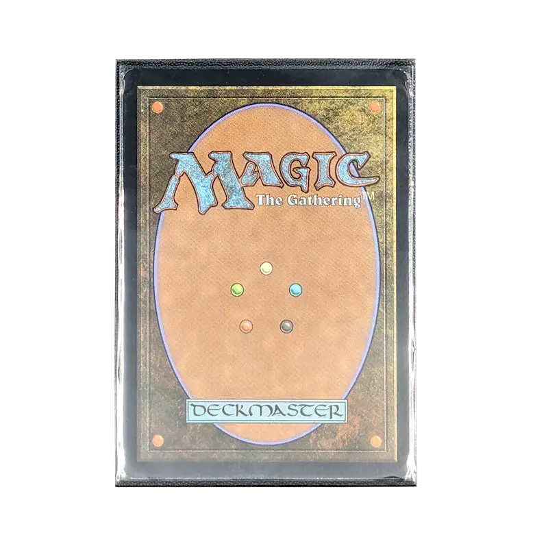 MTG card in black deck protector sleeve