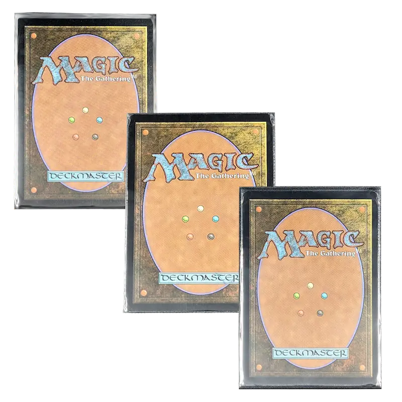 MTG cards in 3 different type sleeves