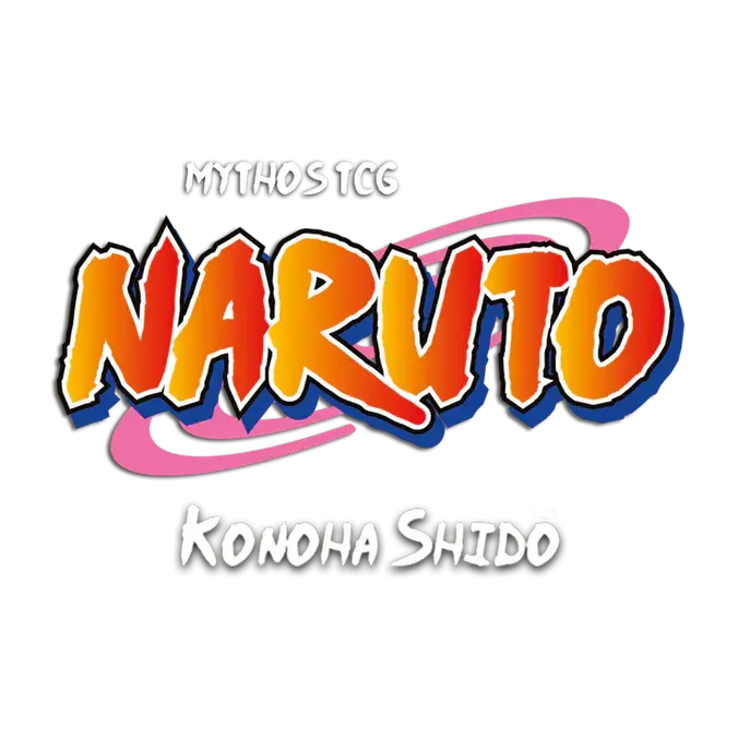 Naruto TCG Special Box Naruto and Sasuke First Print design featuring Naruto Mythos TCG Konoha Shidō logo.
