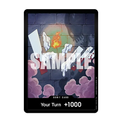 One Piece Card Game OP16 Double Pack Set Vol.11 sample card illustration with flame and turn boost effect.