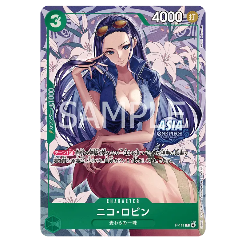One Piece Vol 3 Tin Pack Set NICO ROBIN character card featuring stunning artwork and promo details.