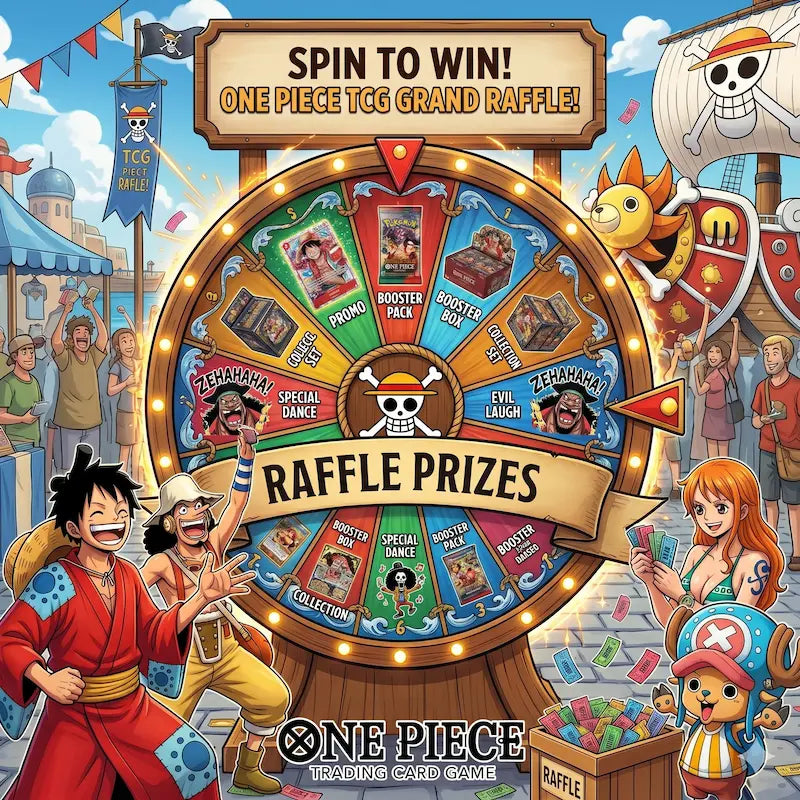 Mystery Pull V1 - One Piece (Live-stream) featuring the One Piece TCG Grand Raffle Wheel of Fortune.