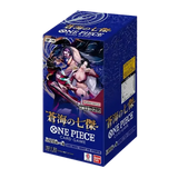 The Azure Seven Japanese Booster Box for One Piece card game, featuring 24 booster packs with unique cards.