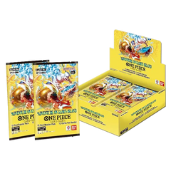 OP15-EB04 Booster Box featuring Adventure on Kami's Island One Piece card packs and display.