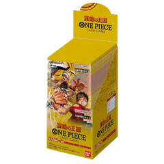 Kingdoms of Intrigue Japanese Booster Box featuring One Piece card game and 24 booster packs.