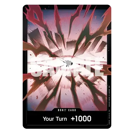 DP-12 Double Pack set OP-17 (Live) card featuring explosive artwork with 'Your Turn +1000' effect