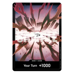 DP-12 Double Pack set OP-17 (Live) card featuring explosive artwork with 'Your Turn +1000' effect