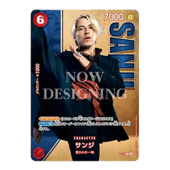 Character card featuring Sanji, showcasing dynamic pose and vibrant design, with stats displayed prominently.