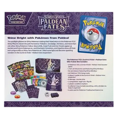 Pokemon Paldean Fates Elite Trainer Box - Back view + description