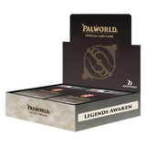Palworld Legends Awaken Booster box displayed in a retail setting showcasing the cards and packaging.
