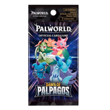 Palworld Dawn of Palpagos Booster Pack featuring vibrant characters from the official card game.