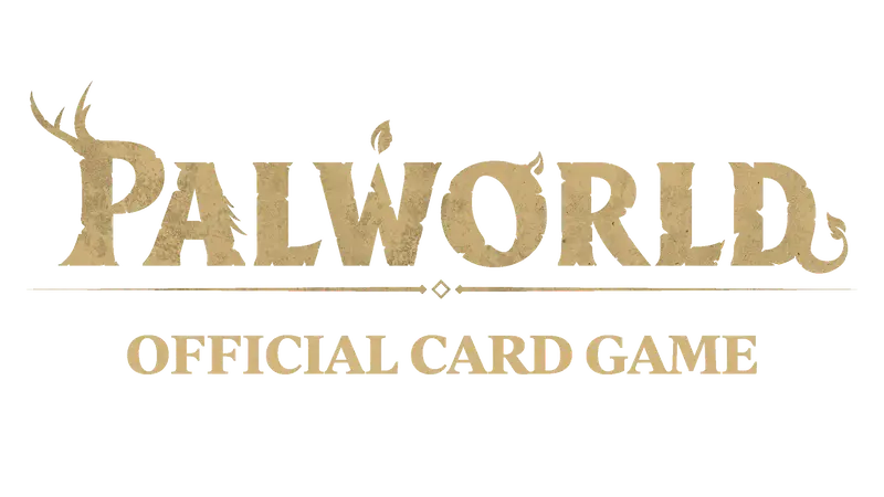 Palworld Official Card Game logo design featuring artistic lettering and elements.