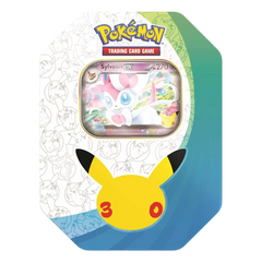 30-Jahre-Jubiläums-Tin mit Feelinara, inklusive Feelinara-EX-Karte und Pokémon-Branding.