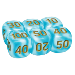 30th Celebration Ultra Premium Collection - Day Out themed dice featuring numbers 10, 20, 30, 40, 50, and 100.