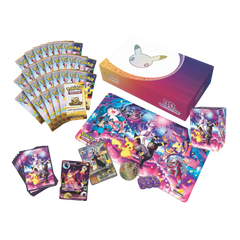 30th Celebration Ultra Premium Collection - Night Out with Pokémon cards, collection box, and accessories.