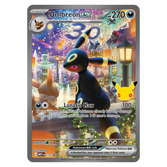 30th Celebration Ultra Premium Collection - Night Out featuring Umbreon ex card with Pikachu.
