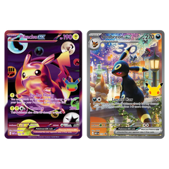 30th Celebration Ultra Premium Collection - Night Out featuring Pikachu ex and Umbreon ex cards.