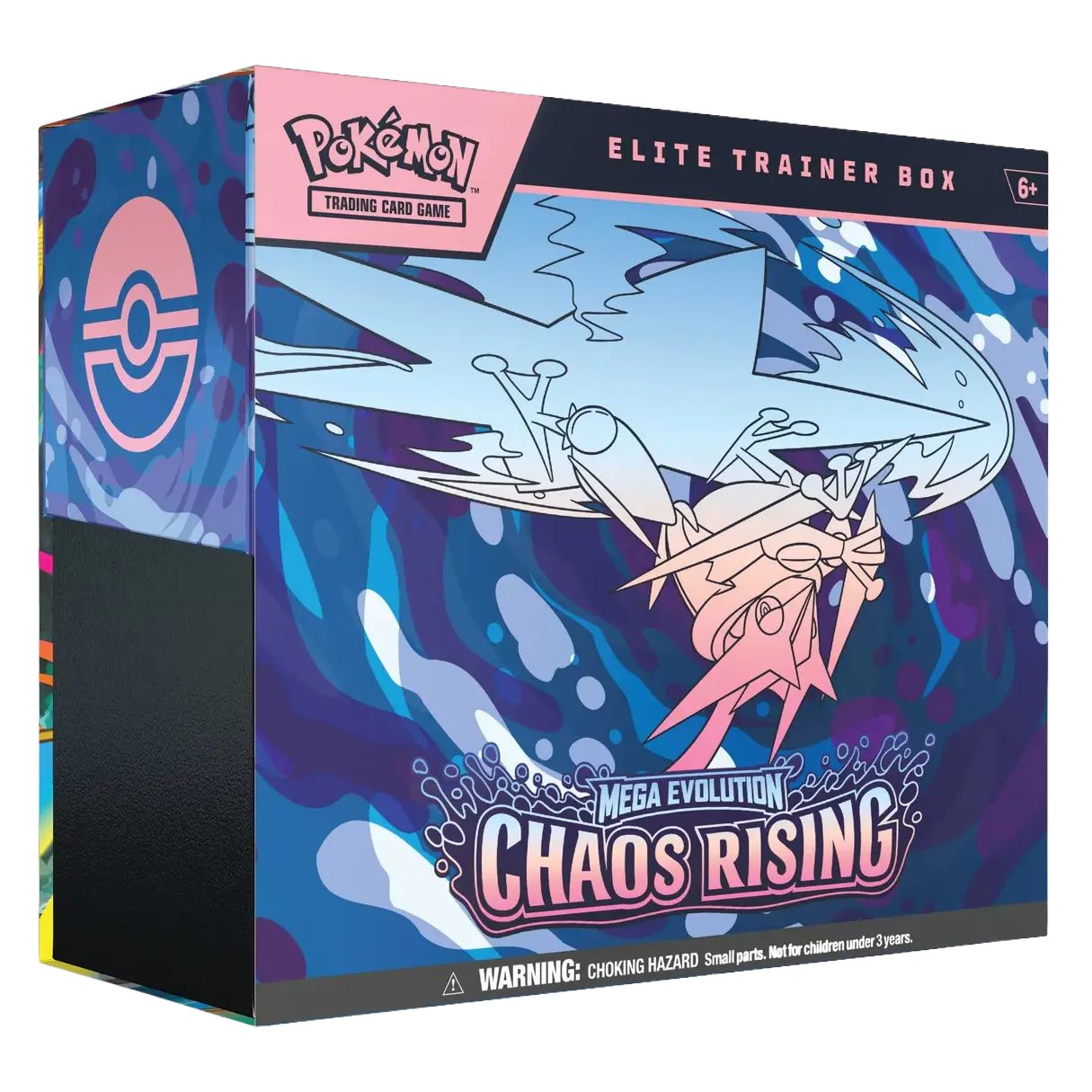 Chaos Rising Elite Trainer Box featuring Mega Evolution artwork and Pokémon Trading Card Game branding.