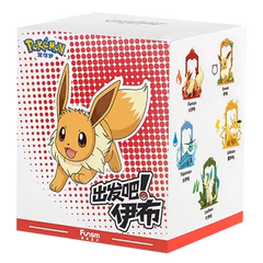 Pokémon Eevee Blind Box featuring Eevee and its Eeveelutions, colorful packaging with random card holders inside.