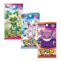 Gem Pack Badge Collection (Live-stream) featuring Paldea starter Pokémon Sprigatito, Fuecoco, and Quaxly.