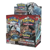 Crimson Invasion Booster Box featuring Pokémon Trading Card Game and Ultra Beasts from Sun & Moon expansion.