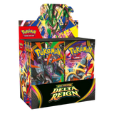 Delta Reign Booster Box met meerdere boosterpakketten uit de Pokémon TCG-uitbreiding.