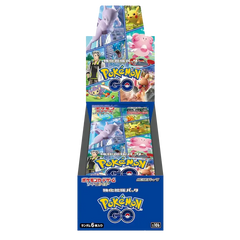 Pokemon Go Japanese Booster Box display featuring multiple booster packs from the Pokémon Go Japanese set.