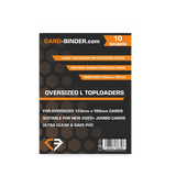 L Oversized Toploaders pack featuring 10 protective toploaders for new 2020+ jumbo cards, ensuring safety against scratches and bending.