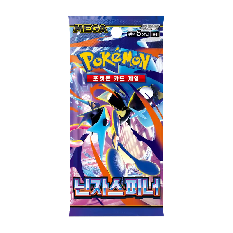 Ninja Spinner Booster Box Korean featuring Mega Greninja ex from the Pokémon TCG Chaos Rising narrative.