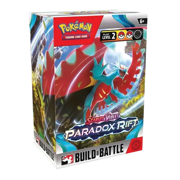 Paradox Rift Stadium box featuring Pokémon Scarlet & Violet design for Trading Card Game.