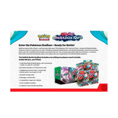 Paradox Rift Stadium Build & Battle boxes and cards ready for gameplay in the Pokémon Trading Card Game.