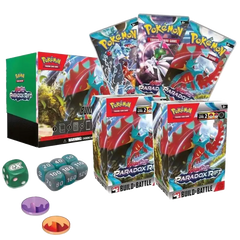 Paradox Rift Stadium Pokémon Trading Card Game set featuring cards and gameplay accessories.